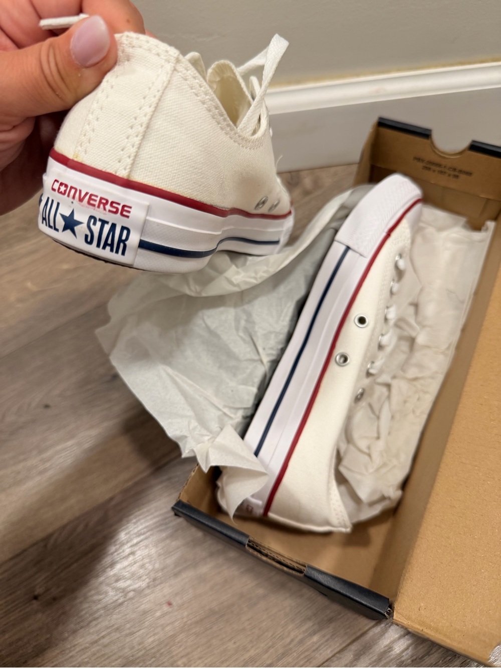 Converse Chuck Taylor All Star Low Top Sneakers - White with Red Trim - Picture 7 of 10